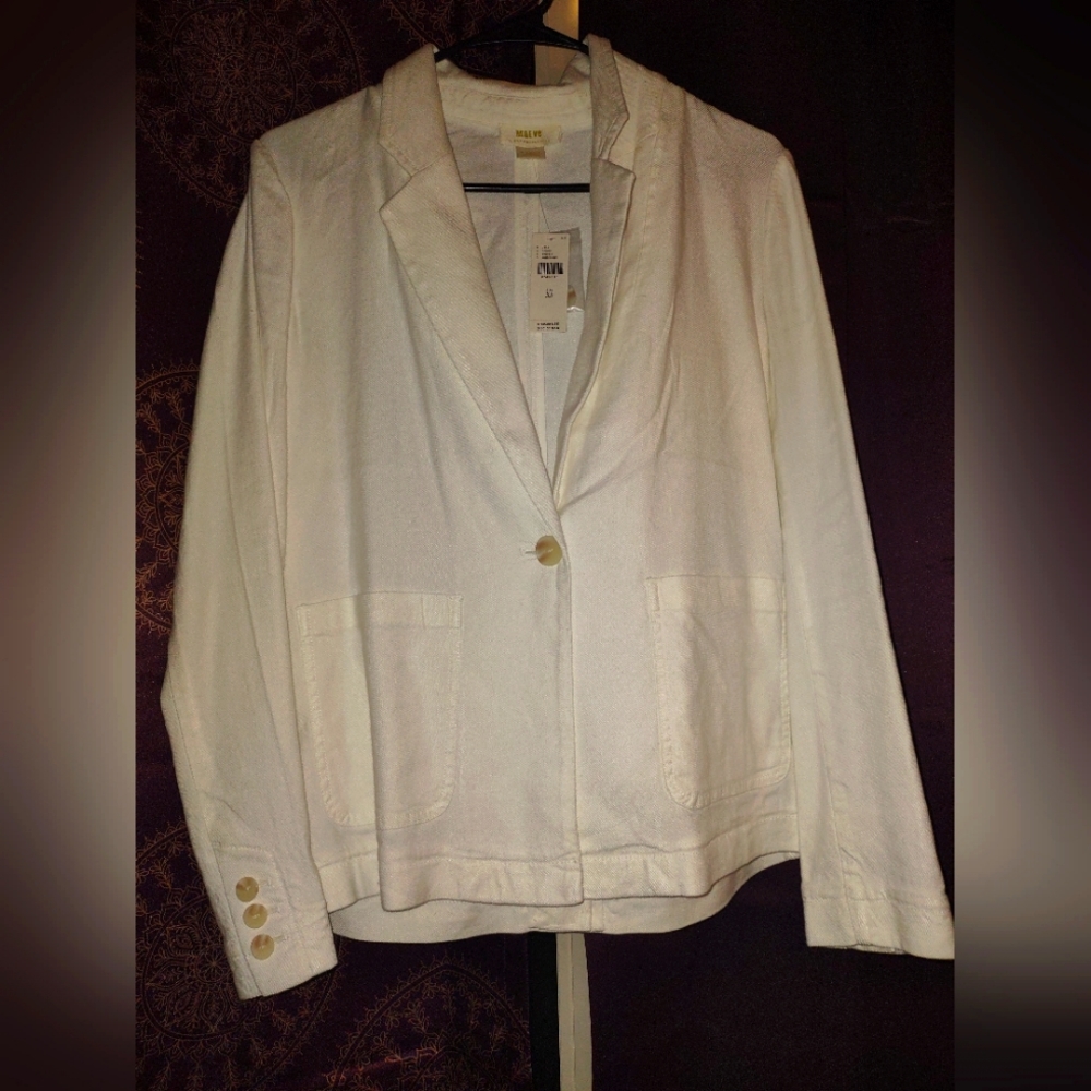 Anthropologie Maeve wmns size XS linen blend, white, blazer NWT
